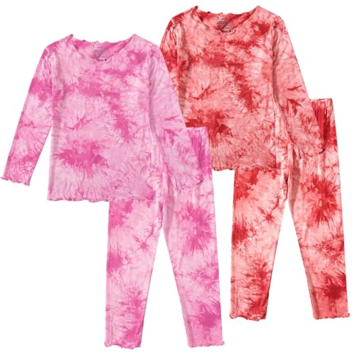 Jimonda Kids Toddler Soft Rayon From Bamboo Pajamas Long Sleeve Boys Girls Sleepwear Outdoor 4pcs...