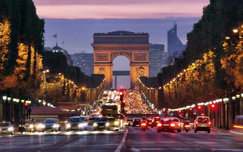 HXA DECO Tableau Urbain Perspective Arc de Triomphe - 80x50 cm - Made in France - 80x50