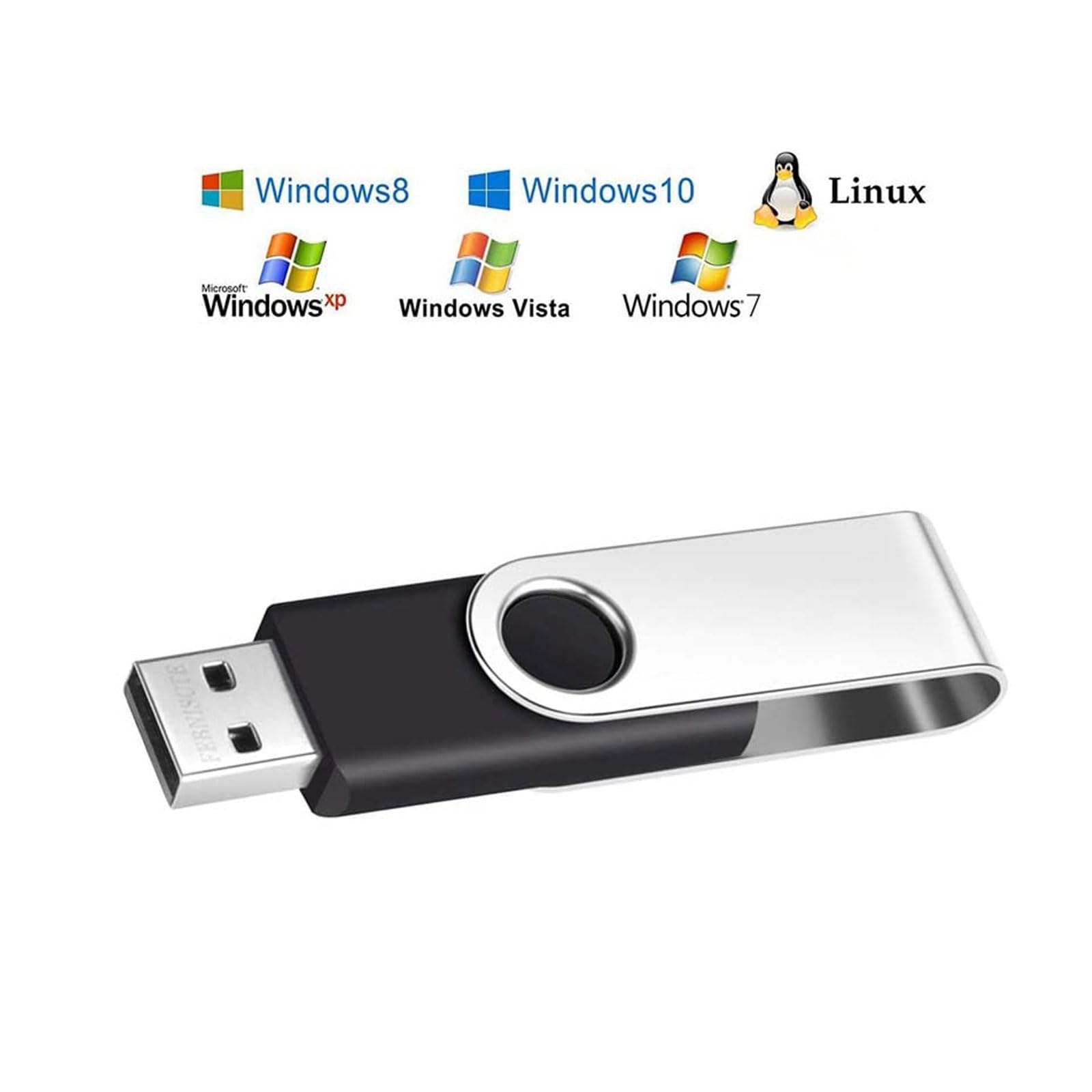 1GB Pen Drive 10 Piezas Memoria USB 2.0 Giratoria Pendrive 1GB Negro Portátil con 10 Unidades Cordones Llave USB Práctico y Económico para Documentos/Fotos / Mp3 / Vídeo by FEBNISCTE