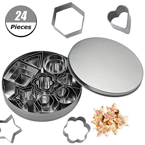 AIM Keksausstechformen-Set, 24 Stück, Edelstahl, Blume, Herz, Strar, geometrische Formen am besten für DIY Backen Kuchen Dekoration