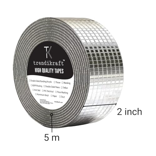 Image of 2 inch x 5 mtr waterproof Adhesive Heavy Duty Aluminium Foil Tape with Liquid Rubber Super Solution Sealer Butyl Strong Tape for PipeRoof & Tank Leakage Water proof Seal Repair Tep
