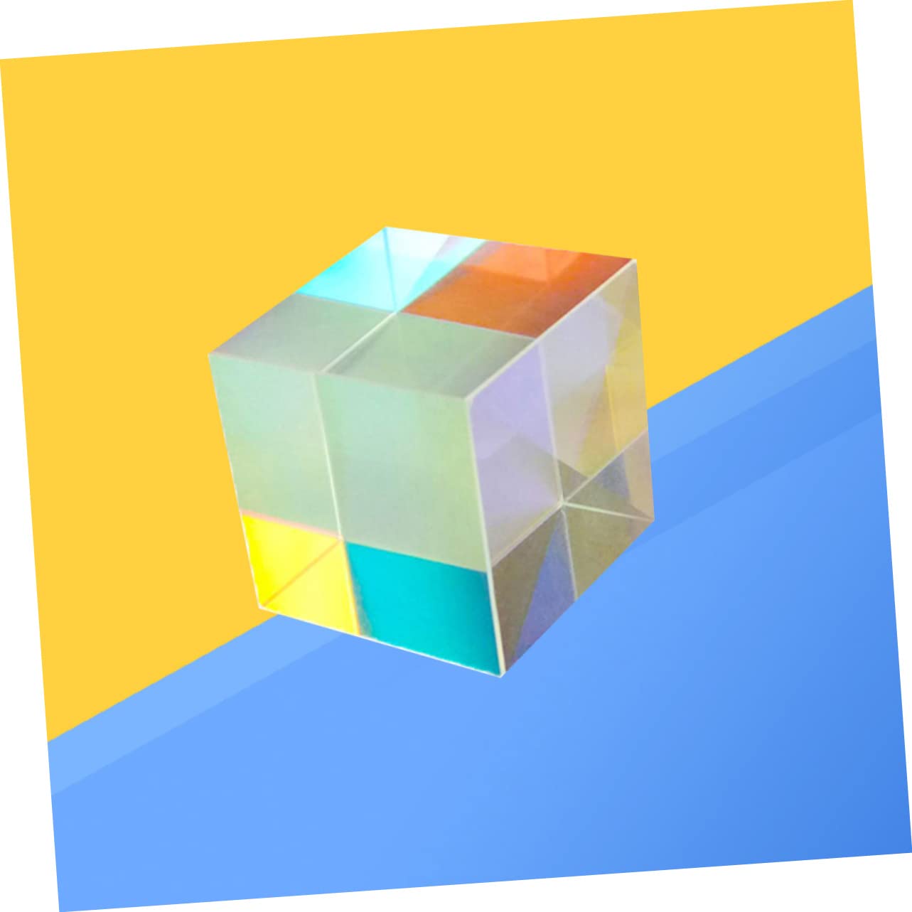 TEHAUX Creative Optical Glass Cube Prism Ornament for Home Decoration for DIY Light Refraction Experience and Color Separation Display