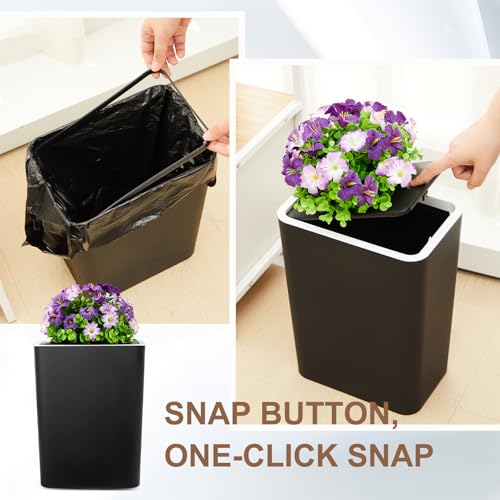 Image of Jingmore Dog Poop Trash Can Outside 3.96 Gal / 15 L Plant Styled Dog Waste Trash Can with Lid 50 Waste Bags Outdoor Indoor Poop Container Slim Garbage Bin for Yard Garden Pet(Purple Flower Black)