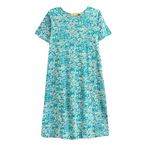 Image of LA CERA Women's 100% Cotton Floral A-Line Sun Dress with Side Pockets Midi | Scoop Neck | Short Sleeves | Side Pockets | Floral Print