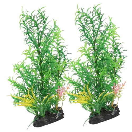 HAPINARY 2Pcs Artificial Aquarium Plant Decorations Lifelike Plastic Fish Tank Plants for Turtle Tanks and Aquarium Decor for Enhancing Fish Tank Landscapes