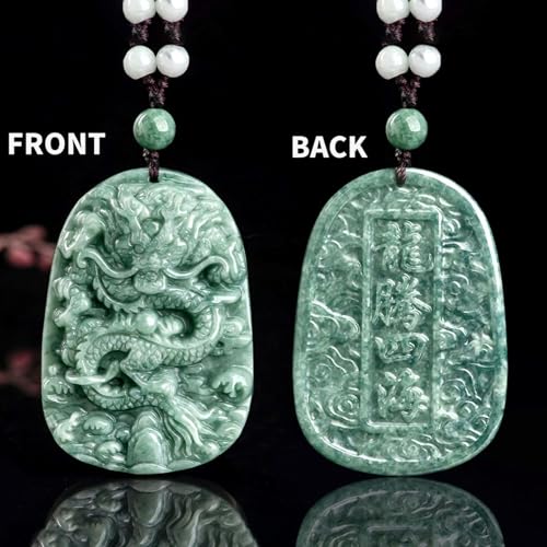Natural Jade Dragon Pendant Necklace Grade A Untreated Burmese Jadeite Certified Hand carved Double-sided Delicate Carving Green Amulet for Men and Women3