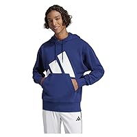 adidas Uomo Essentials Big Logo French Terry Hoodie, Dark Blue/White