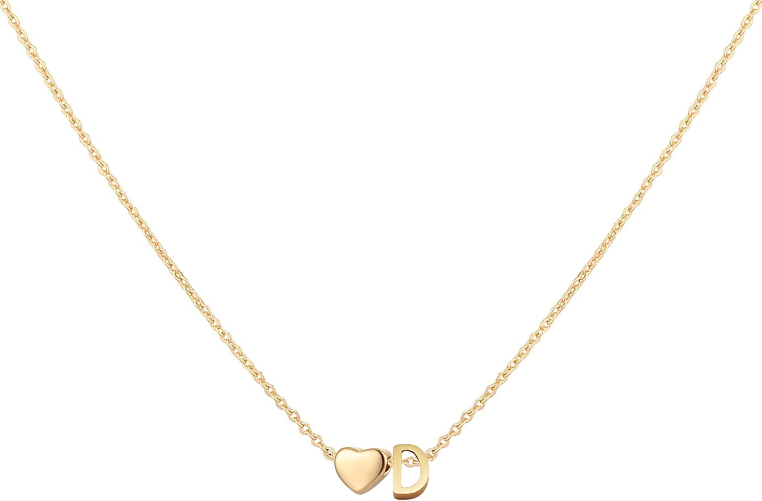 Initial Heart Necklace 18K Gold Plated Stainless Steel Tiny Heart Letter Necklace Personalized Monogram Name Necklace for Women