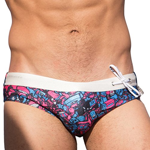 Taddlee Swimwear Men Swim Surfing Boxer Briefs Bikini Sexy Swimsuits Pad Enhance (L) Blue