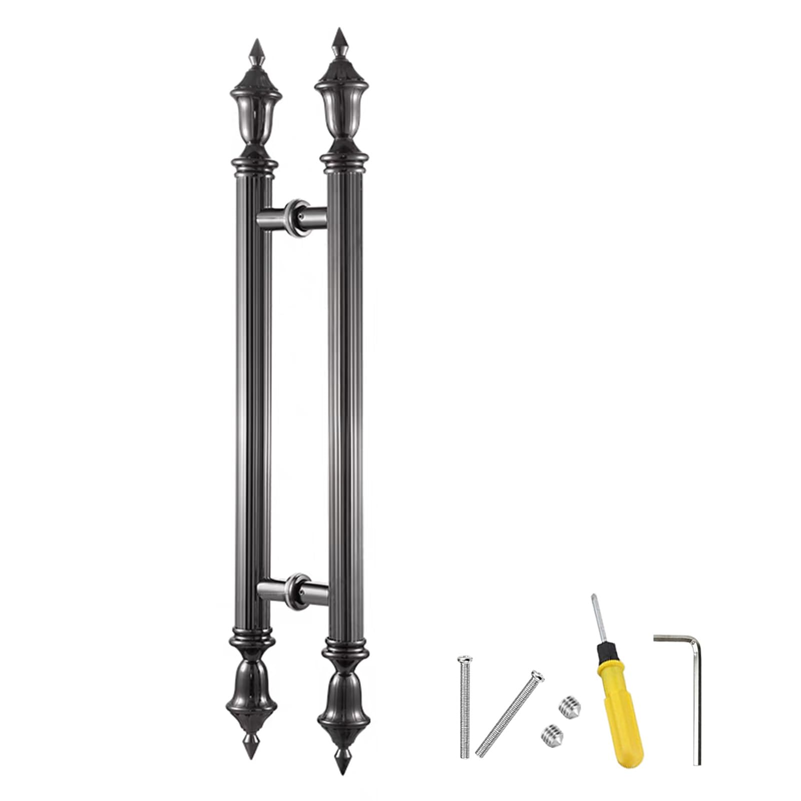 MXXQRHF Antique French Double-Sided Push Pull Door Handle, 120cm (47.25") Black Titanium Glass Handles for Shower, Home, Office & Commercial Sliding Doors
