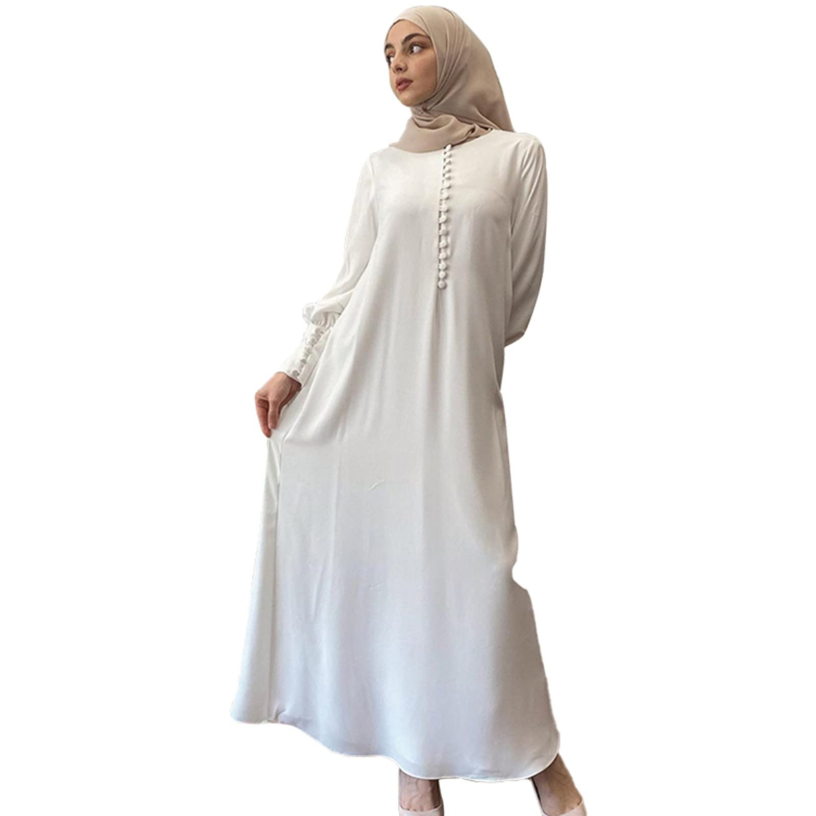 Ropa Musulmana Ramadán para Mujer Manga Larga Suelto Islamic Abaya Kaftan Largo Burqa Mujer Turquía Musulmana Trajes para Eid Ramadán Vestido De Oración con Rosario