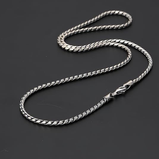 Vintage 925 Sterling Silver Twisted Rope Chain Necklace for Men