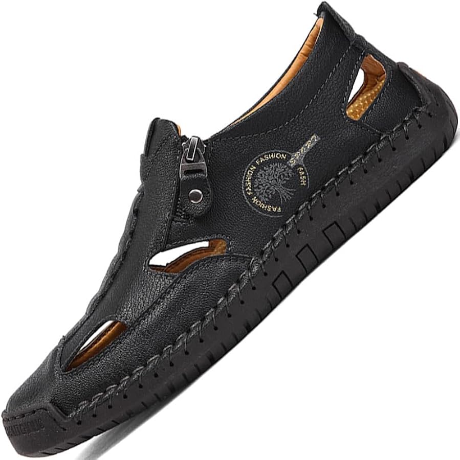 mens closed toe leather dress sandals LZDZN For Men Men's Black Size 6.5 Summer Flip Flops Slippers Shoes Fisherman Beach Man the Michael Slide for AmiAmi [Character & Hobby Color:Yellow Daisy collection: new_in