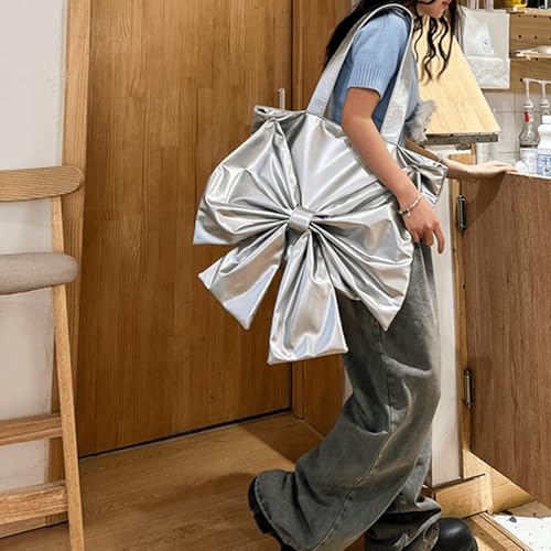 Bow Purse Oversized Bow Tote Bag Large Shoulder Bag with Zipper Statement Handbag Stylish Trendy Gift for Women3