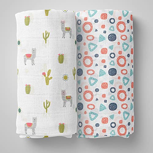 Image of 1ST STEP Muslin Swaddle 60cm*75cm (Pack of 2) Lama, Donuts