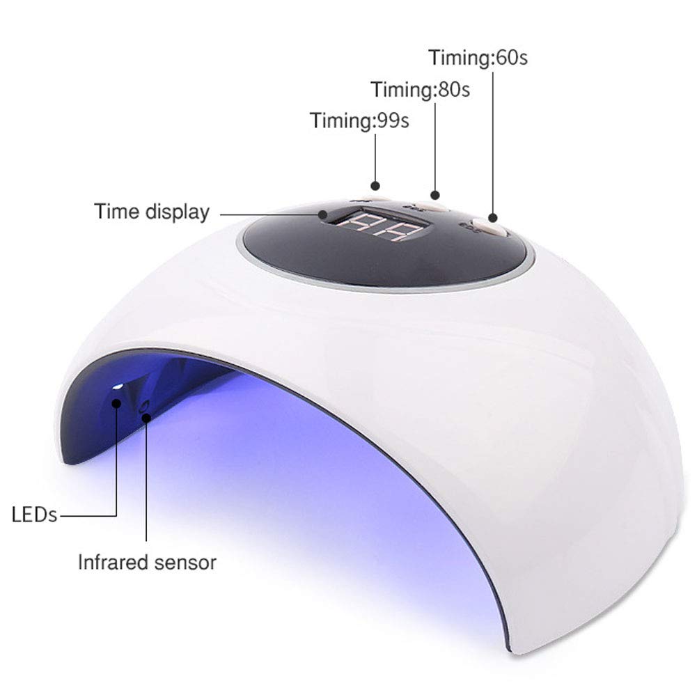 YHNNH, Lampa do suszenia paznokci 36 W, maszyna do utwardzania paznokci Żelowy lakier do paznokci Suszarka Narzędzie do manicure z inteligentną konstrukcją rozrządu do użytku w domu lub w salonie