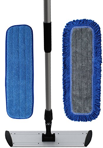 48" Professional Microfiber Floor Cleaning Kit | Superior Microfiber Mop Pads | Microfiber Mop Handle & Frame Set (48")