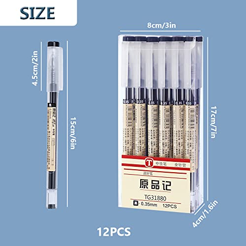 DXLing 12 Pezzi Penne Nere Gel 0.35mm Nero Penne