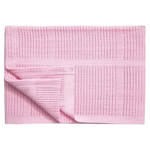 Newborn Baby Girl Boy Unisex Extra Soft Light Weight Cellular Blankets| 100% Cotton Eco Friendly Machine Washable| Fits for Moses Basket Pram Crib Travel Car Home| 70 X90 CM (Baby Pink) Cover