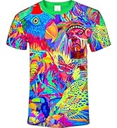 aofmoka Neon Glow Blacklight UV Reactive Party Rave Handmade Art Tee Sport Top Workout Shirt Wome...
