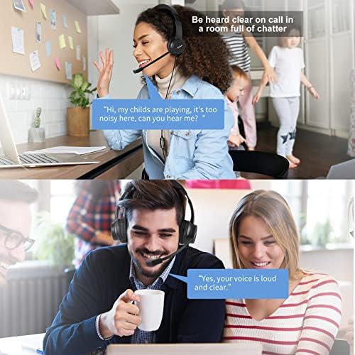 EKSA H12E USB Headset with Microphone, Computer Headphone with Environmental Noise Cancellation Mic, Volume & Mute Control, Business Headsets for PC, Home, Office, Remote Learning
