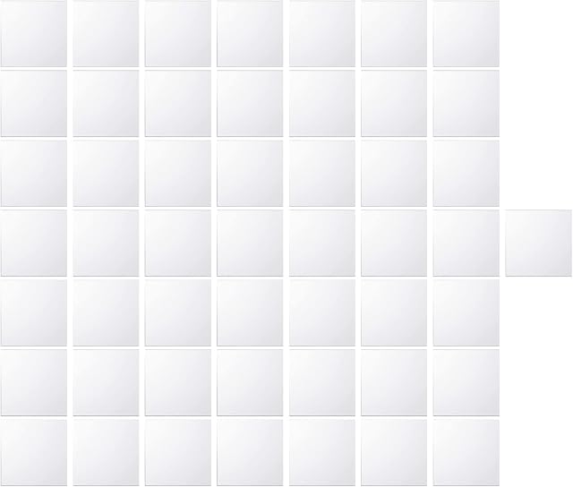 DRERIO 50Pcs Mirror Tiles Self Adhesive Acrylic Mini Square Mirror Small Craft Mirror Tiles Plastic Mirror Tiny Mirror Stickers Mosaic Tiles for Crafts Decoration DIY Projects Supplies(5*5cm)