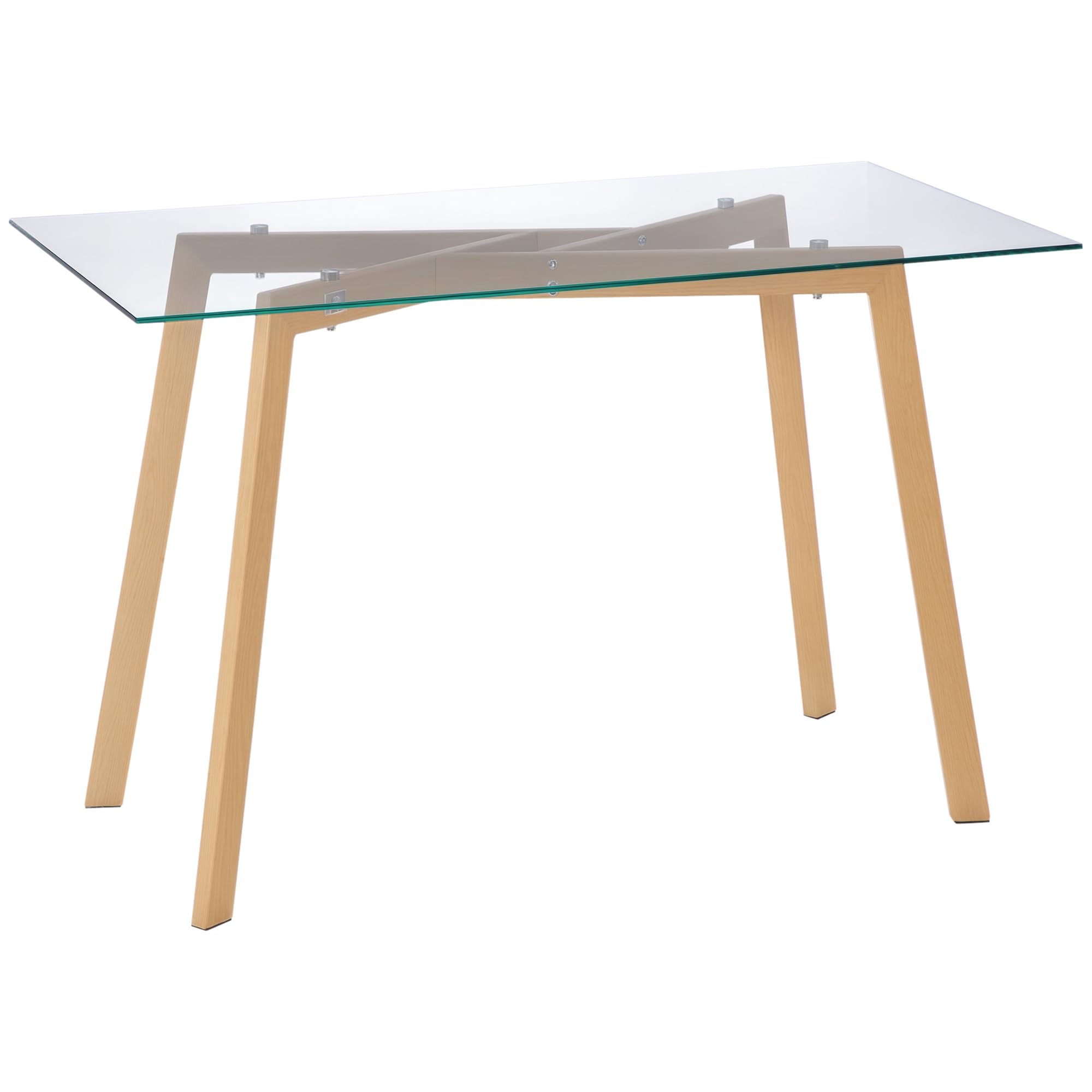HOMCOM Tavolo da Pranzo Rettangolare per 4 Persone MAX Vetro 120x60x76 cm | Tavolo da Pranzo in Vetro Temperato e Acciaio, per Cucina, Soggiorno