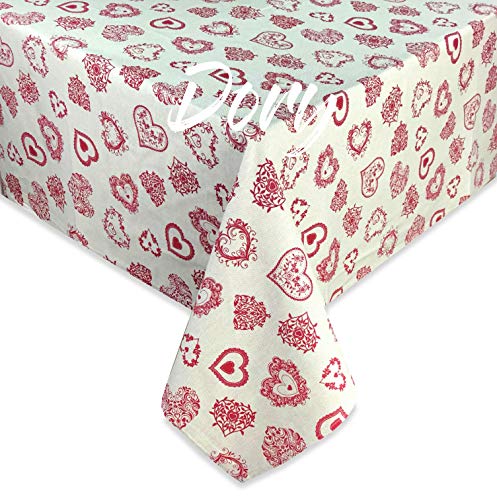 tex family Nappe Dory tyrolien cœur Rouge – cm. 140 x 140 x4 Personnes