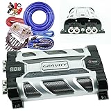 Gravity Pro Car Audio 20 Farad Capacitor UP 10000 Watts Power 12V Car Digital + 0 Gauge Amplifier Kit