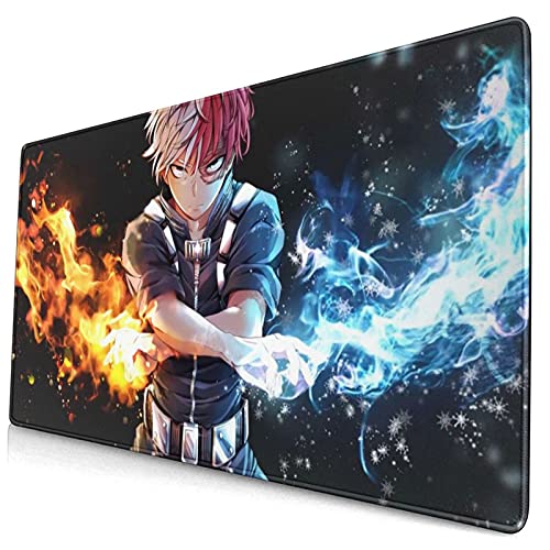 Large Mouse Pad, Extended Gaming Mousepad Non-Slip Base Keyboard Pad,Desk Mat 24" x 14" in, Anime Mouse Pad (Japanese Anime My Hero Academia Shoto Todoroki)