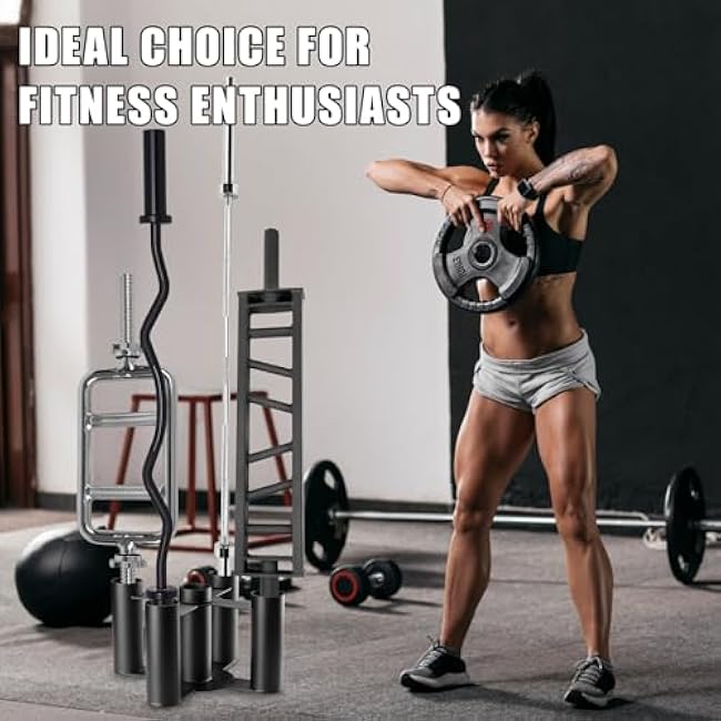 Barbell Holder Storage Rack, Heavy Duty Vertical Barbell Stand for Home and Commercial Gym, Fit 2-inch Olympic Bars, Curl Bars, Hex Bars