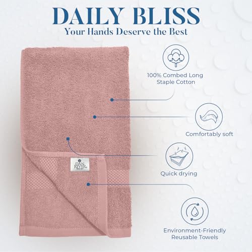 Image of DAN RIVER 6-Pack Premium Hand Towels (16x28 Inches) - 100% Cotton, Ultra Soft, Lightweight, Highly Absorbent Towels for Bathroom, Spa, Gym, Salon, Hotel, and Travel - Dusty Pink