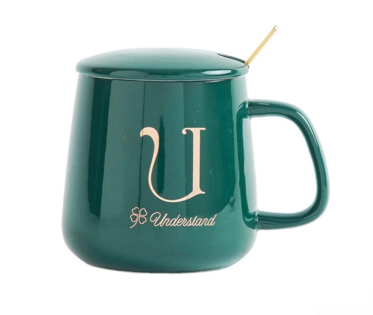 Mug Tasses Tasses À Café De Tasses-Cadeaux À La Meilleure Amie La Tasse À Café Verte avec Couvercle Et Cuillère 26 Lettres Mugs Personnalisés Barres-U