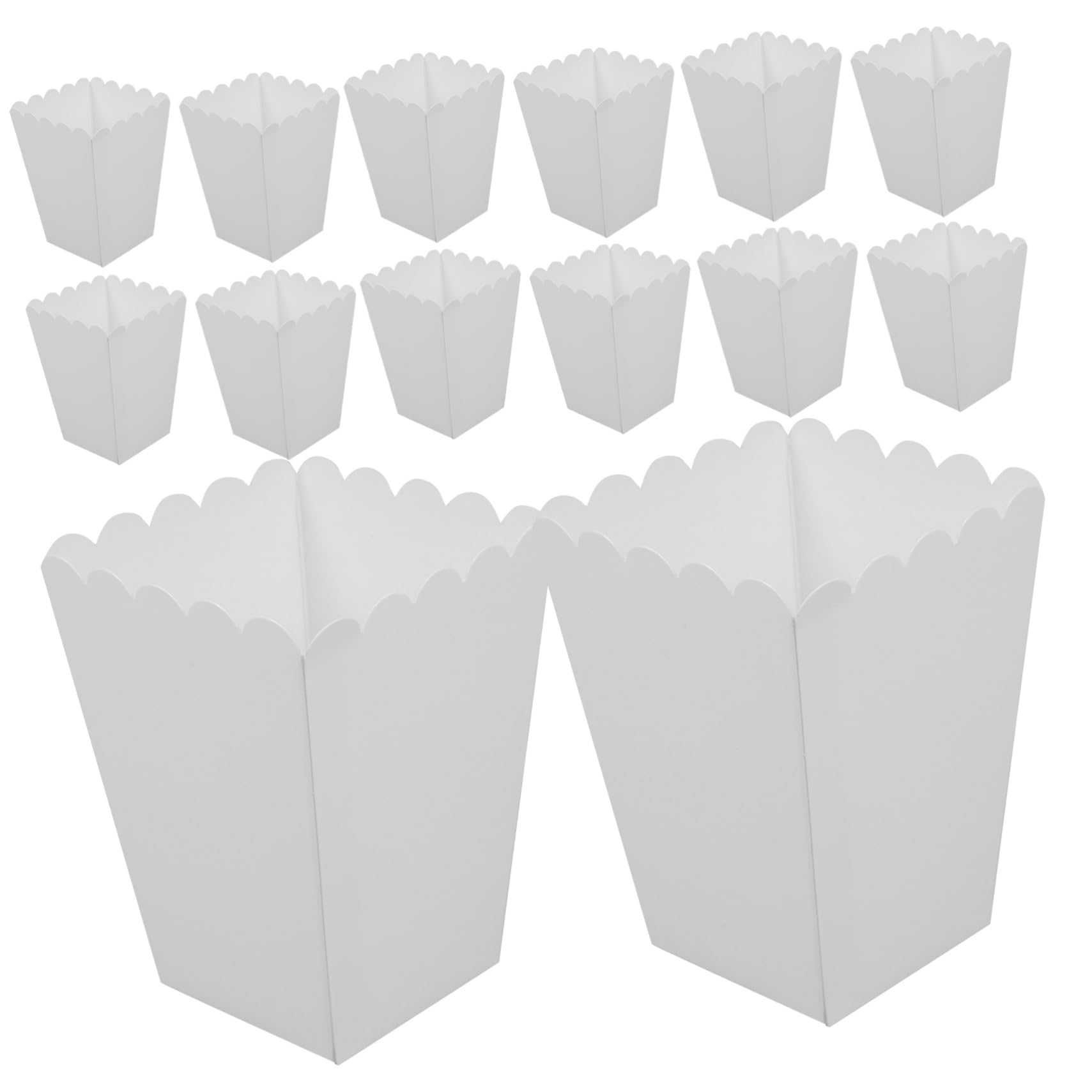 DINHEAROM 40pcs White Disposable Paper Popcorn Boxes Greaseproof Snack Containers Parties and Events Cardboard Design for Popcorn Fries and Chicken