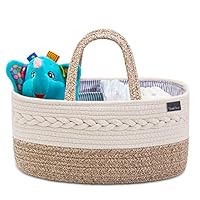 YeaYee Baby Windel Caddy Organizer,Multifunktionale Aufbewahrungsbox für Windeln, mit wechselbaren Fächern, 100% Baumwoll-Leinen, tragbarer Aufbewahrungskorb für Windeln, Babyparty-Geschenk