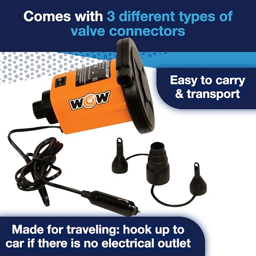 Image of WOW Sports Electric Air Inflator, Air Pumps for Inflatables, Towables and Others, Comes with DC Power Adapter and Cord, 1.0 PSI