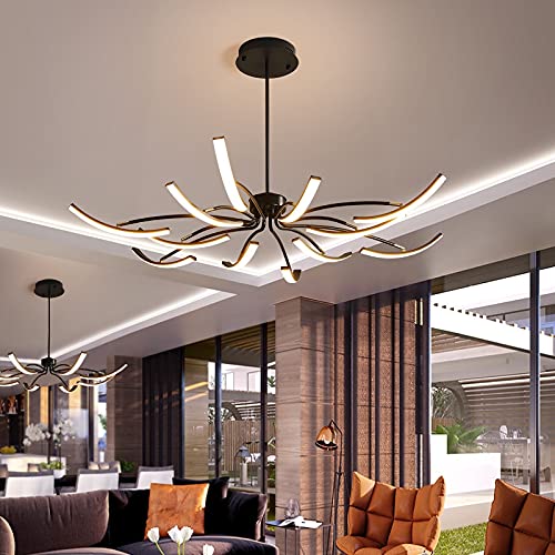 Plafonnier LED moderne mat noir réglable pour salon - 3