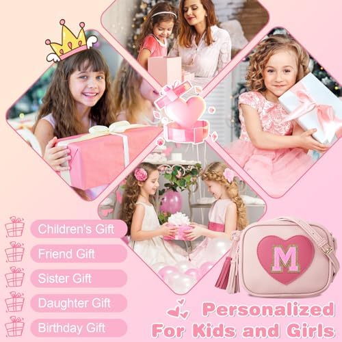 Birthday Gifts for 2 3 4 5 6 7 8 9 10 Year Old Girl,Cute Little Girl Purse Toddler Purse for Kids Wallet,Small Initial Shoulder Crossbody Bag,Personalized Christmas Gift for Daughter Baby(Pink,M) — view 6