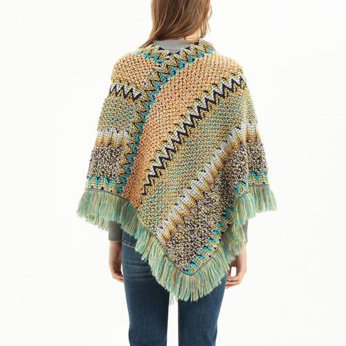 Women's V Neck Poncho Soft Cape Fashion Off The Shoulder Knit Sweater Spring Loose Convertible Knitwear4