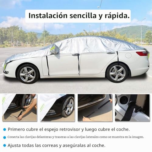Mitad cubierta de coche universal para sedán con algodón y diseño impermeable de uso diario 4