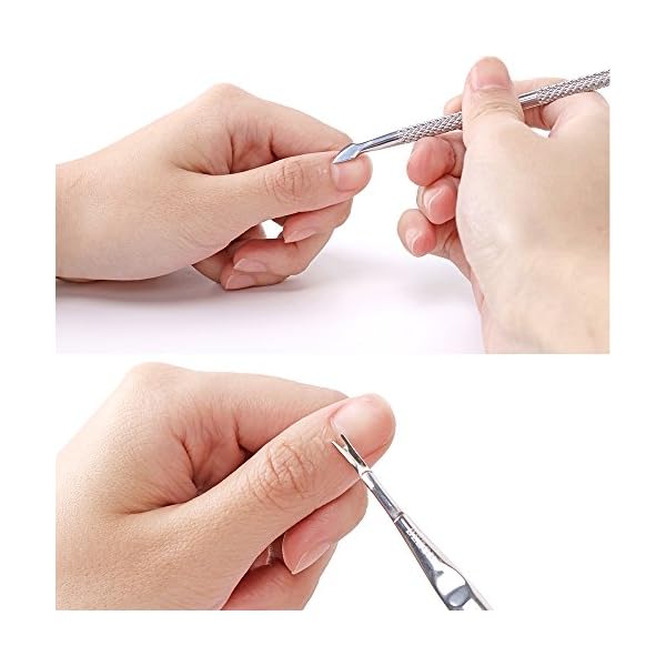 BEZOX 2 PCS Nagelhautschieber, 2 in 1 Profi Nagelschieber Spatel Pusher - Edelstahl Metallspatel Cuticle Pusher für… – Bild 9