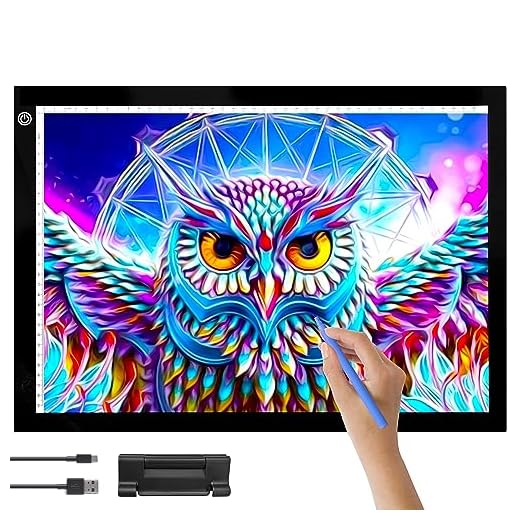 Crafts & Co® Mesa de Luz A3 ULTRA FINA para Calcar | Tableta de Luz A3 Regulable | Pantalla LED con Brillo Ajustable y Cable USB | para Animación, Tatoo, Dibujo y Diamond Painting | 470 x 345 mm