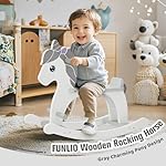 FUNLIO Wooden Rocking Horse Ages 1-3, Charming Pony Baby Rocking Horse with Long Seat & Backrest, Easy to Assemble Toddler Ride on Toys, CPC & CE Certified - Gray - Image 5