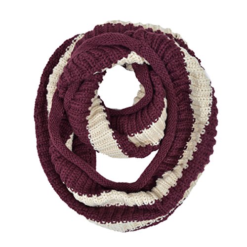 TrendsBlue Premium Winter Knit Striped Infinity Loop Circle Scarf