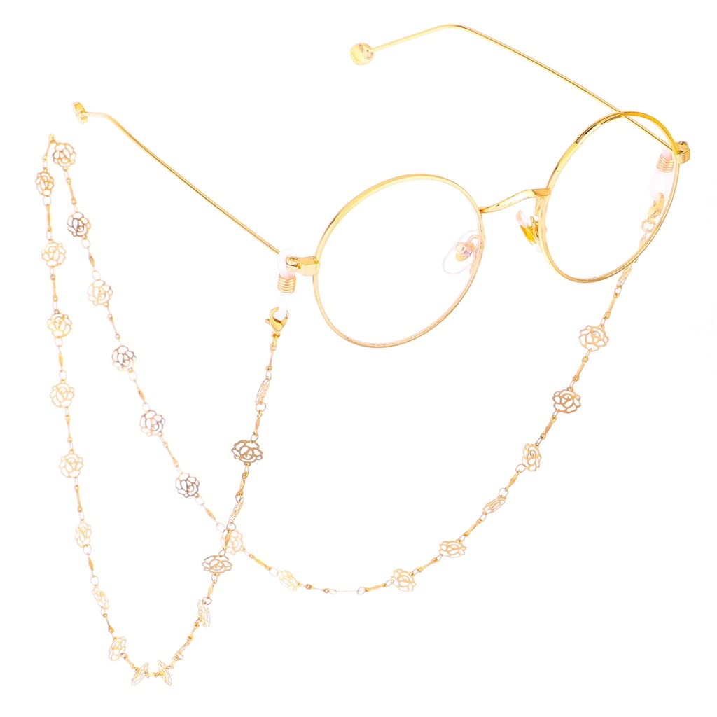 Kette Gold Hohle Blume Handgefertigte Kette Brillenkette Lesebrille Anti-verlorene Kette (D Talla ?nica)