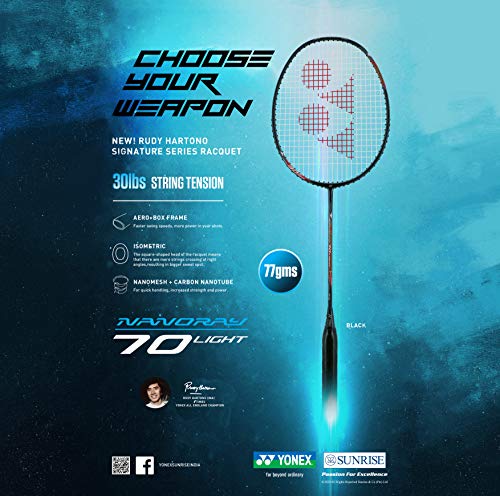 Image of Yonex Nanoray Light 18i Graphite Badminton Racquet with Free Full Cover (77 Grams, 30 lbs Tension) & Nanoray 70 Light Graphite Badminton Racquet with Full Cover (77 Grams, 30 lbs Tension)