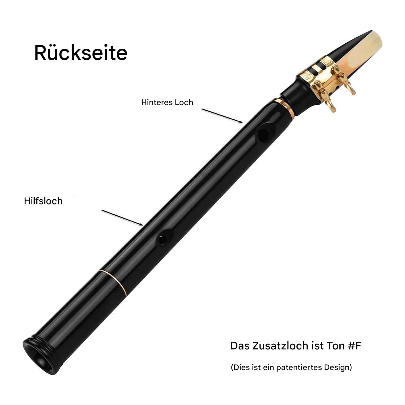Saxo de viaje, saxofón de viaje Clave C de 8 hoyos Saxofón portátil | Instrumento de viento de madera para niños Amateurs Amateurs Music Lovers, herramienta de práctica compacta con juncos y