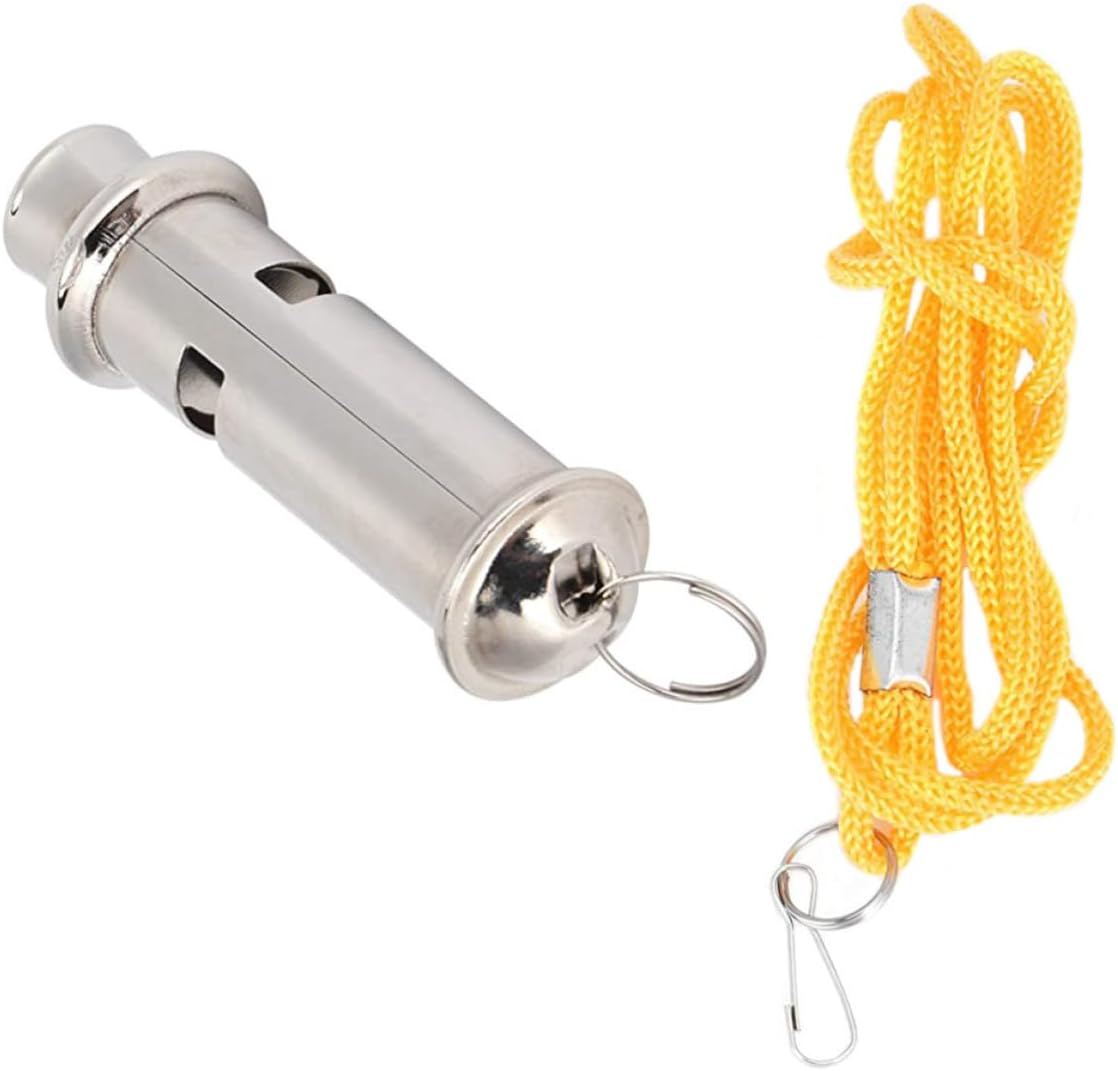 VALICLUD 3pcs Sturdy Stainless Steel Pet Training Whistle with High Pitch Sound, Yellow Portable Outdoor Sports Whistle for Dog Training and Emergency Use