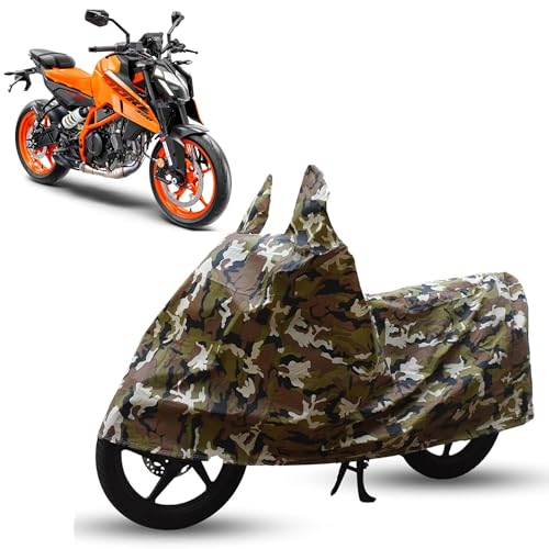 Image of Sulfar Bike Cover for KTM Duke 390 (Streetfighter) | Waterproof, Dustproof & UV Protected | All Weather Two Wheeler Cover (Army Green) New 2026 Variants