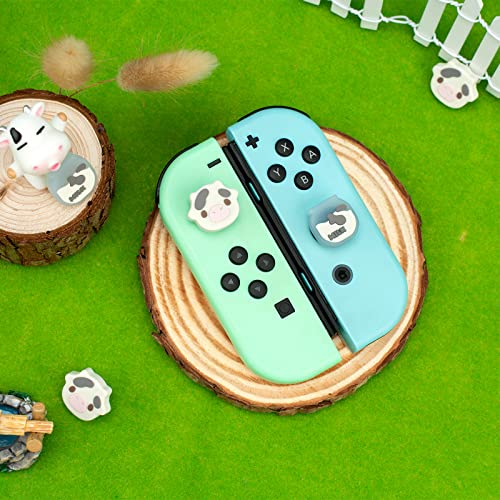 Geekshare Cute Silicone Joycon Thumb Grip Caps, Joystick Cover Compatible With Nintendo Switch / Oled / Switch Lite,4Pcs -- Dairy Cow #TOP5
